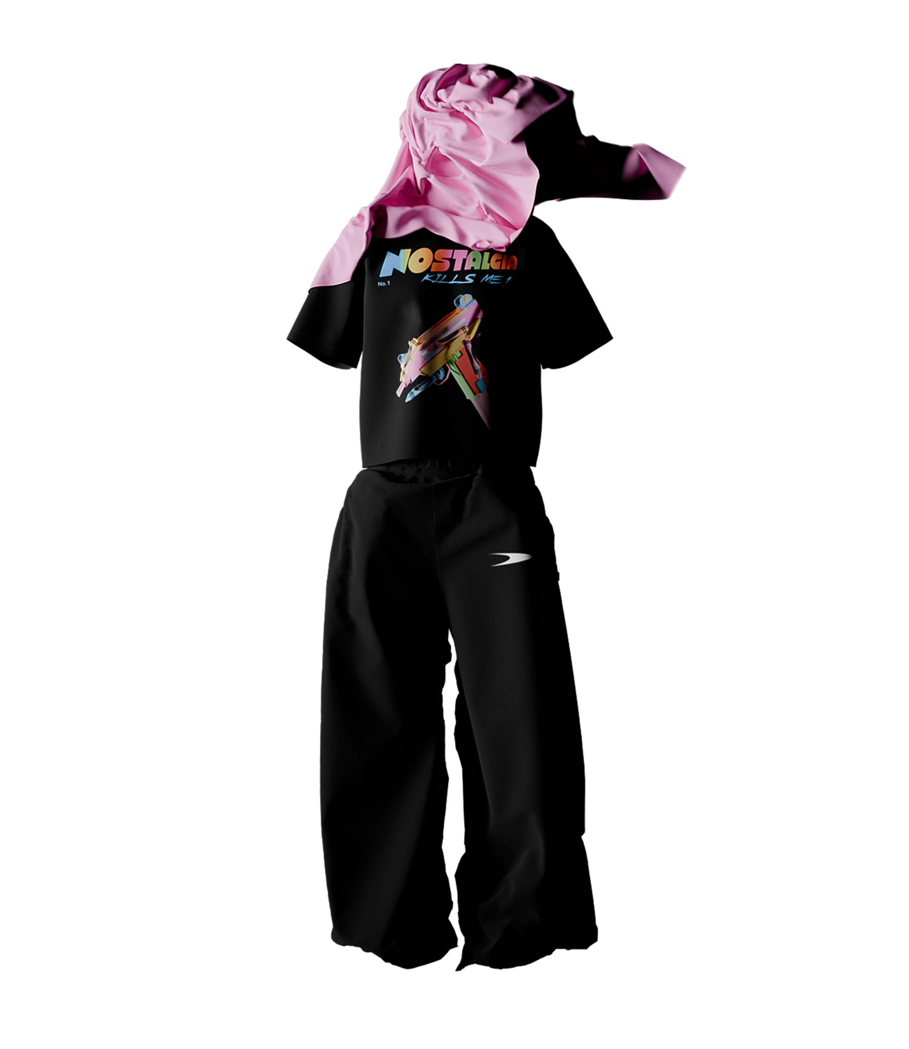ANONE 'NOSTALGIA KILLS ME' BOXY CROPPED T-SHIRT IN BLACK
