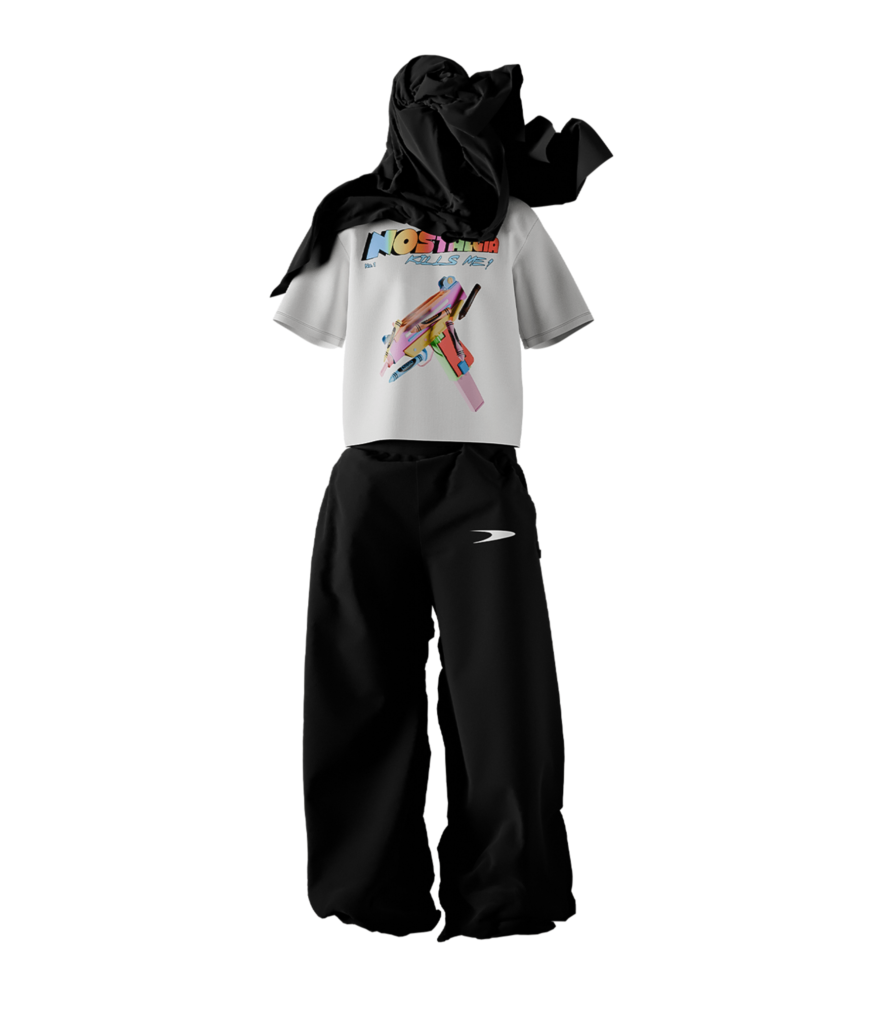 ANONE 'NOSTALGIA KILLS ME' BOXY CROPPED T-SHIRT IN WHITE